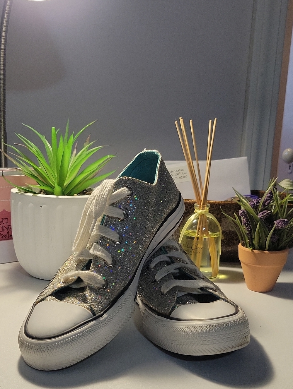 Airwalk Silver Holographic Glitter Low-Top Sneaker